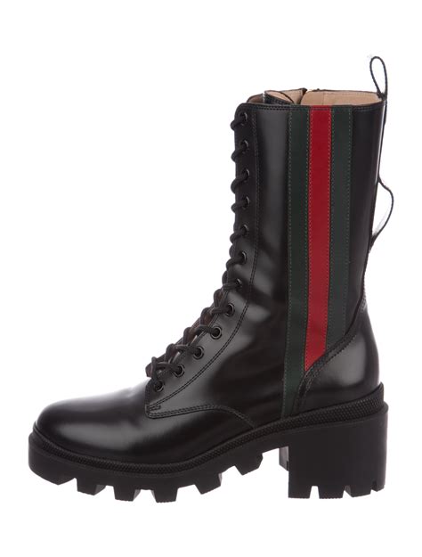 combat boots gucci used|thigh high Gucci boots.